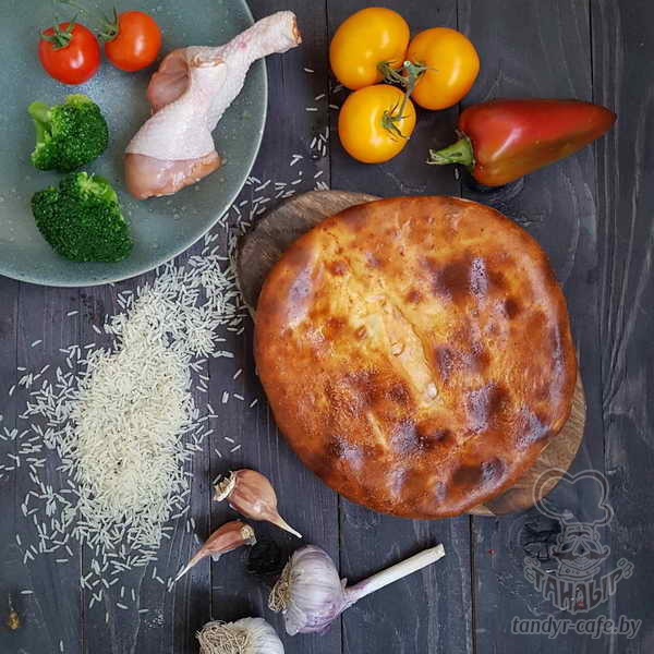 Пирог с курицей, брокколи и рисом на дрожжевом тесте
