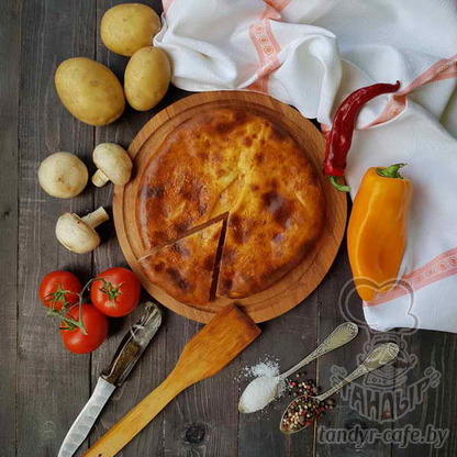 Пирог с картофелем и грибами на дрожжевом тесте