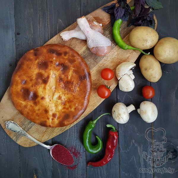 Пирог с картофелем, курицей и грибами на дрожжевом тесте